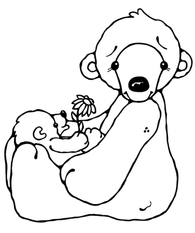 Polar Bear And Baby Coloring Page